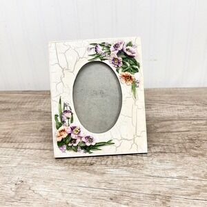 Vintage White Ceramic‎ Floral Picture Frame - 4x6 Photo Display